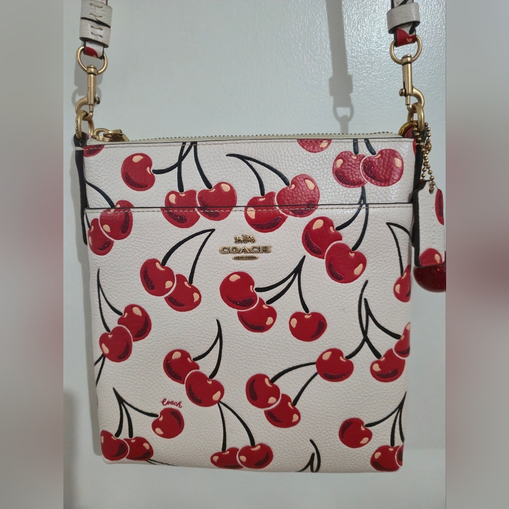 Coach Cherry Print Crossbody Bag - White and Red